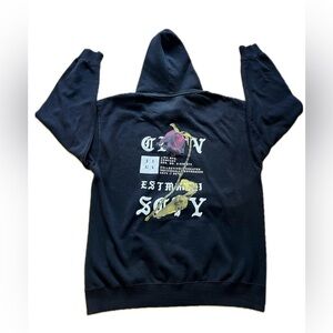 LIRA MFG. CO. Men's Dying Rose Graphic Print Black Pullover Hoodie Size Medium